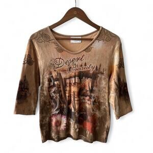 Desert beauty y2k western grunge 3/4 sleeve blouse